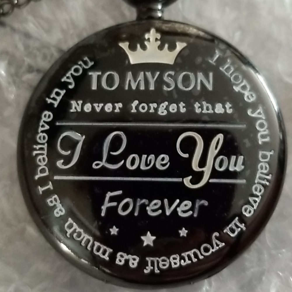 🎉HP🎉🆕️"To my son" black pocket/necklace watch - Picture 7 of 7